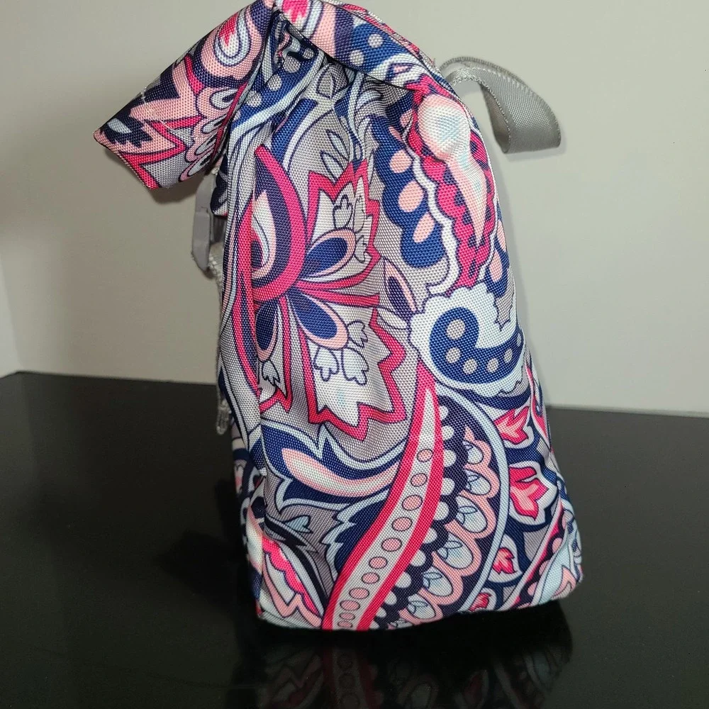 Pink Gray Blue Insulated Lunch‎ Bag Vera Bradley Lunch Bunch Fold Down Top